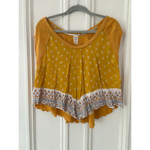 Free people/WE THE FREE women's gold white black floral muscle Tee S